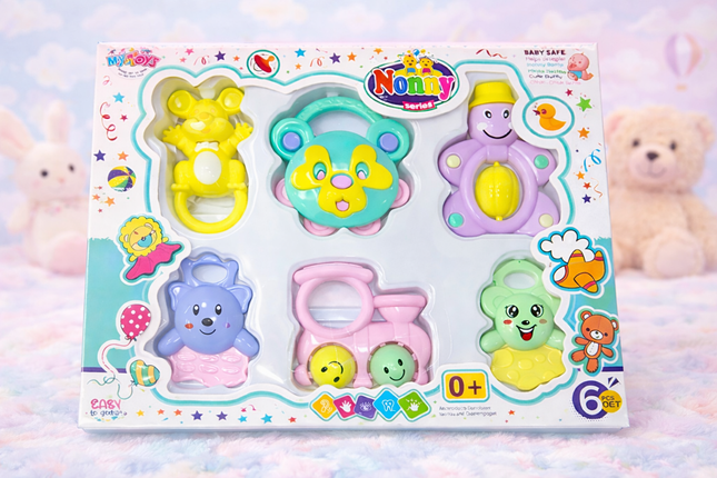 Baby Rattle Set of 6 for Newborns & Infants – Safe, Colorful & Developmental Toy Set