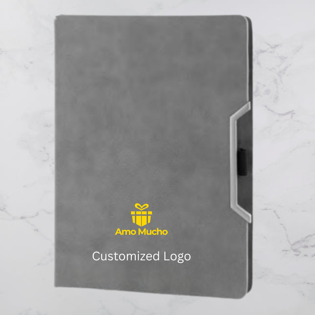 Grey PU Cover Diary with Pen Slot (MOQ - 25)
