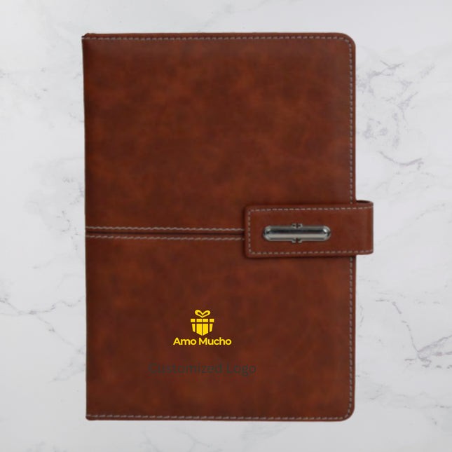 Dark Brown Smooth PU Cover Diary with Twist Strap Lock (MOQ - 25)