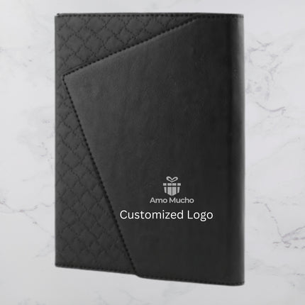 Black Dual Designed PU Cover Diary with Flap Lock (MOQ - 25)