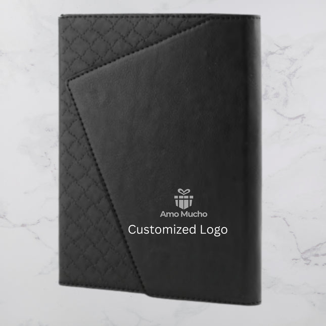 Black Dual Designed PU Cover Diary with Flap Lock (MOQ - 25)