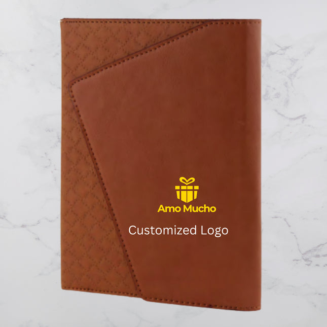 Brown Dual Designed PU Cover Diary with Flap Lock (MOQ - 25)