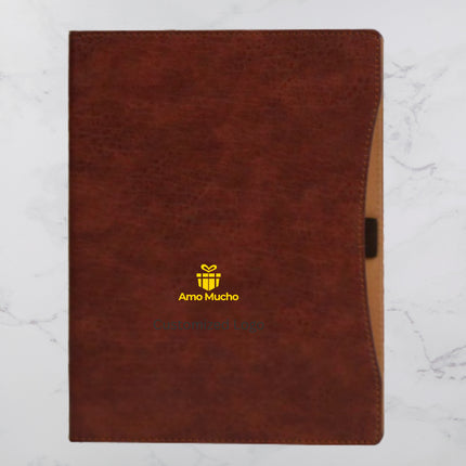 Dark Brown Smooth PU Cover Diary with Pen Slot (MOQ - 25)