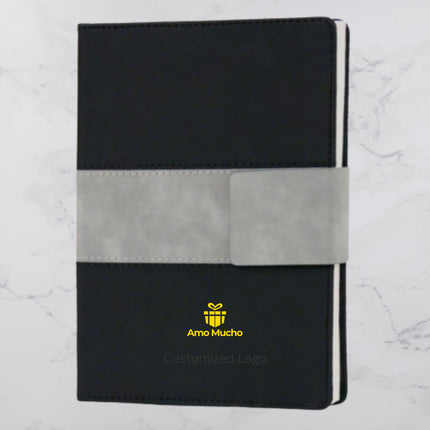 Black & Grey PU Cover Diary with Flap Cover (MOQ - 25)
