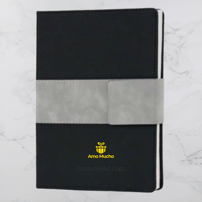 Black & Grey PU Cover Diary with Flap Cover (MOQ - 25)