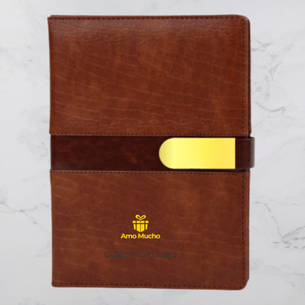 Brown Croc PU Cover Diary with Flap Cover (MOQ - 25)