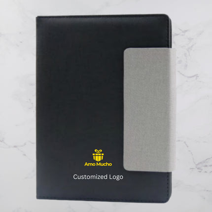 Black Elegant PU Cover Diary with Grey Flap Cover (MOQ - 25)