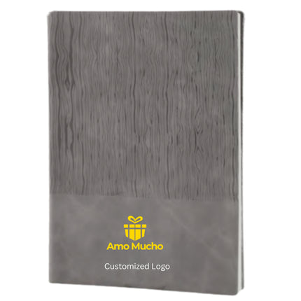 Grey Soft Cover Timber Design PU Leather Diary (MOQ- 25)