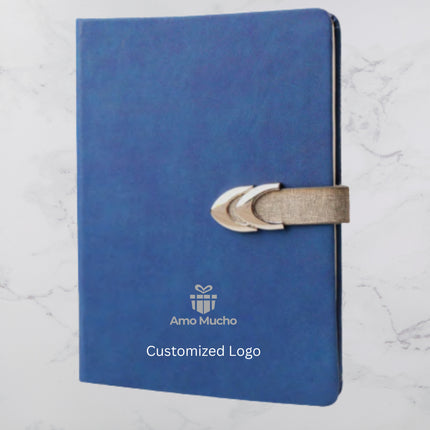 Blue PU Cover Diary with Metal Strap Lock (MOQ - 25)