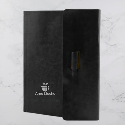 Black Smooth PU Cover Diary with Flap Lock and Pen Slot (MOQ - 25)