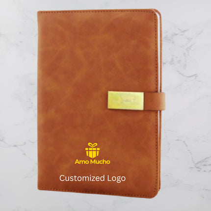 Brown PU Cover Diary with Strap Lock (MOQ - 25)
