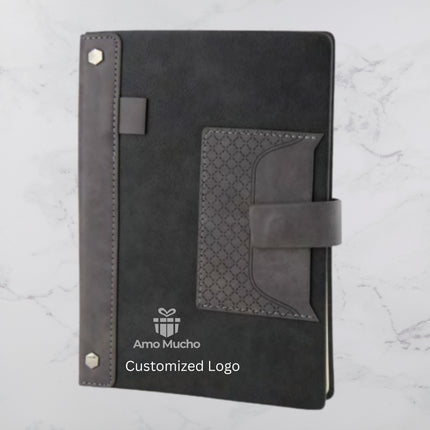 Grey PU Cover Diary with Visiting Card Pocket (MOQ - 25)