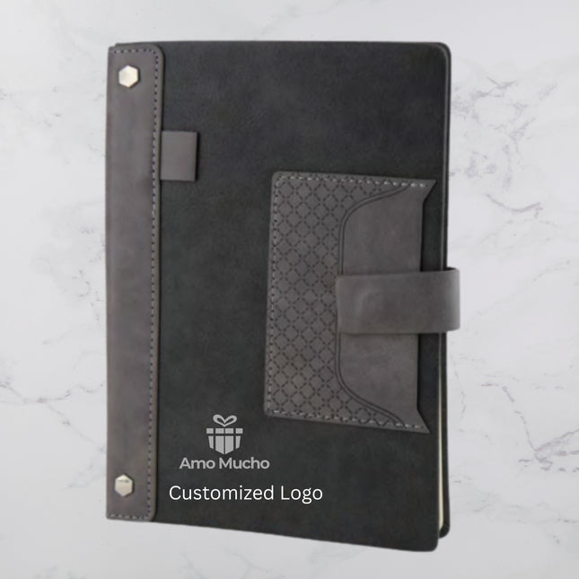 Grey PU Cover Diary with Visiting Card Pocket (MOQ - 25)