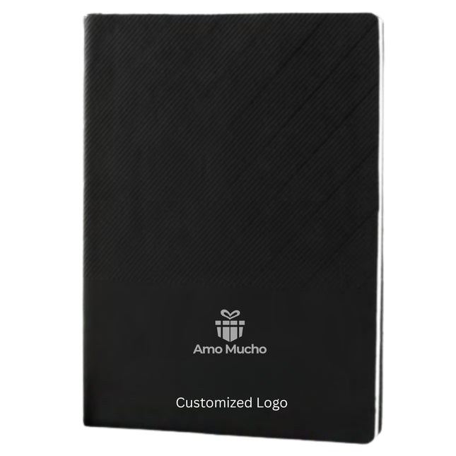 Black Soft Cover Falling Ribs Design PU Leather Diary (MOQ- 25)