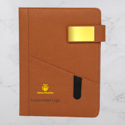 Brown PU Cover Diary with Strap Lock and Pen Slot (MOQ - 25)