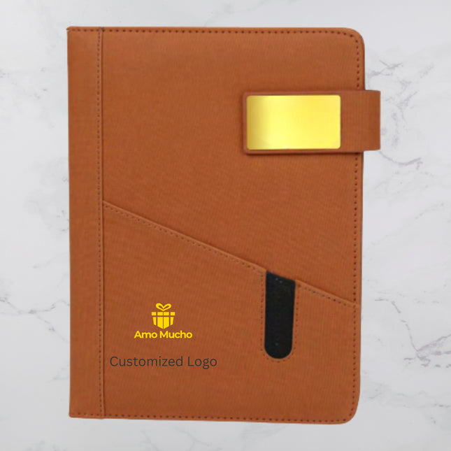 Brown PU Cover Diary with Strap Lock and Pen Slot (MOQ - 25)