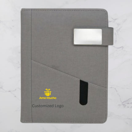 Grey PU Cover Diary with Strap Lock and Pen Slot (MOQ - 25)
