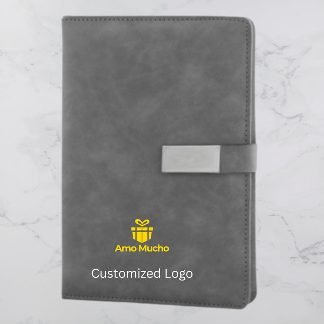 Grey PU Cover Diary with Strap Lock (MOQ - 25)