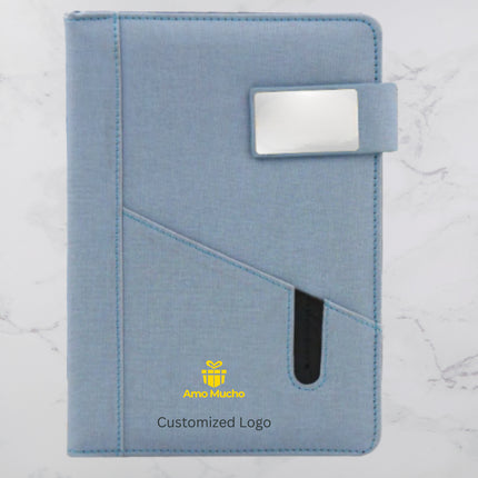 Blue PU Cover Diary with Strap Lock and Pen Slot (MOQ - 25)