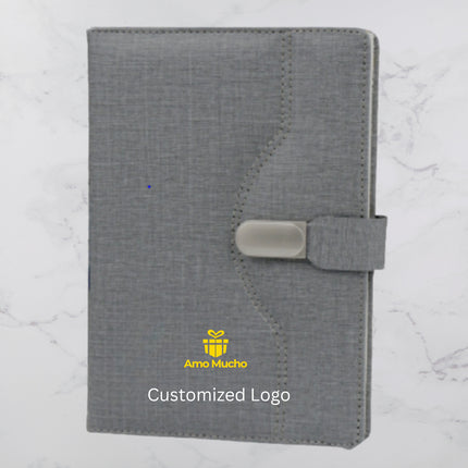Grey Stylish PU Cover Diary with Strap Lock and Elegant Metal Buckle (MOQ - 25)