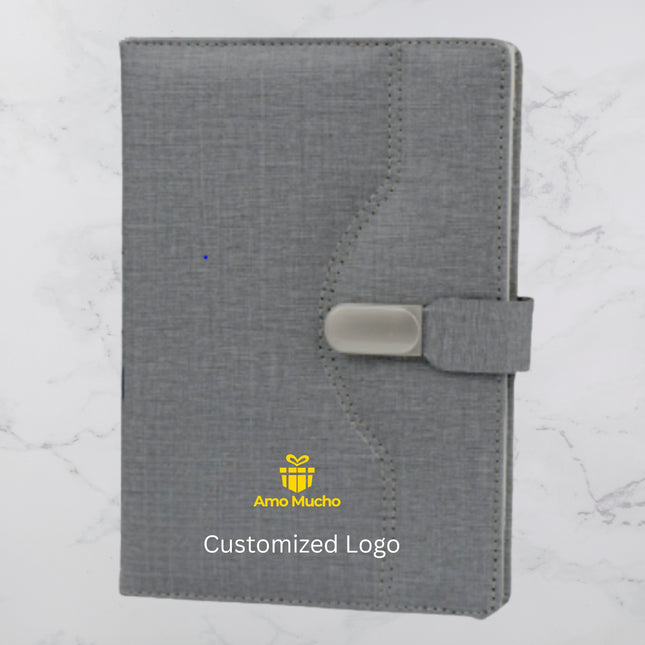 Grey Stylish PU Cover Diary with Strap Lock and Elegant Metal Buckle (MOQ - 25)