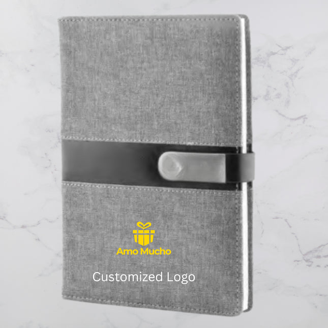 Grey with Black Strip PU Cover Diary with Strap Lock (MOQ - 25)