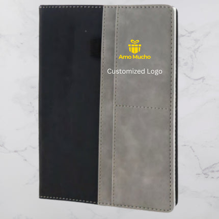 Grey & Black Colour Hard Cover PU Leather Diary (MOQ - 25)