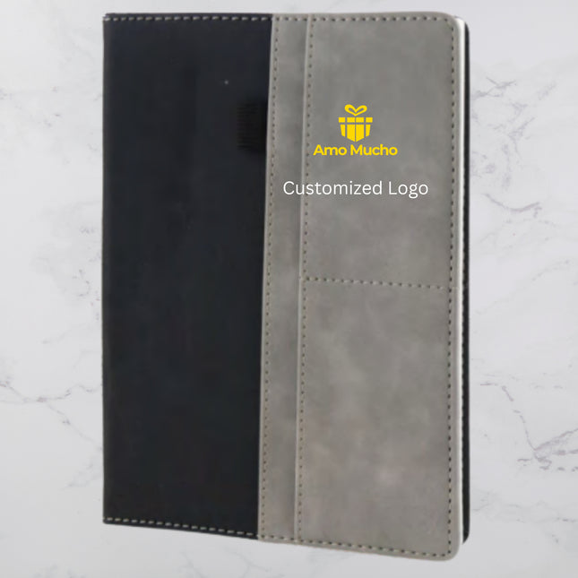 Grey & Black Colour Hard Cover PU Leather Diary (MOQ - 25)