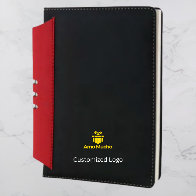 Black Colour Hard Cover PU Leather Diary with Red Pen Slider (MOQ - 25)