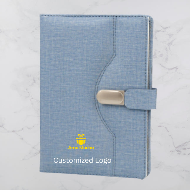 Blue Stylish PU Cover Diary with Strap Lock and Elegant Metal Buckle (MOQ - 25)