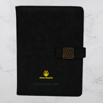 Black Smooth PU Cover Diary with Flap Lock and Elegant Metal Buckle (MOQ - 25)