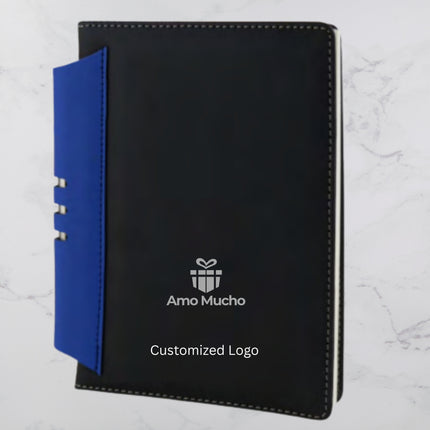 Black Colour Hard Cover PU Leather Diary with Blue Pen Slider (MOQ - 25)