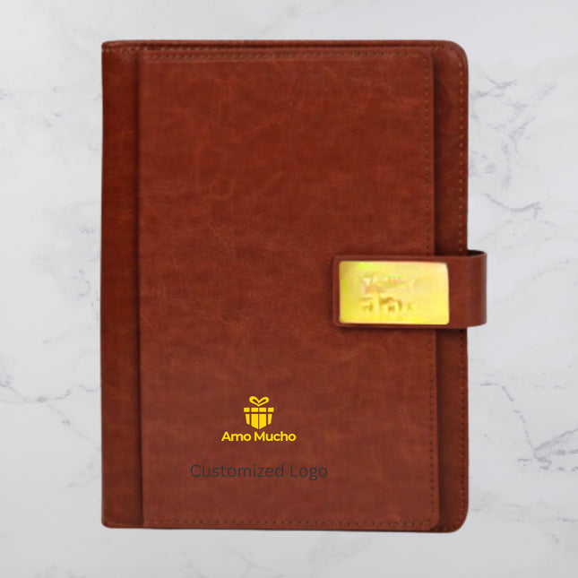 Brown Professional PU Cover Diary with Strap Lock (MOQ - 25)