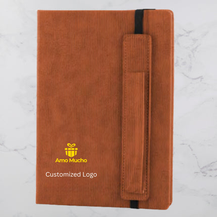 Brown Colour Hard Cover PU Leather Diary with Pen Pocket (MOQ - 25)