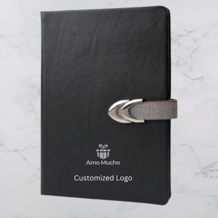 Black PU Cover Diary with Metal Strap Lock (MOQ - 25)