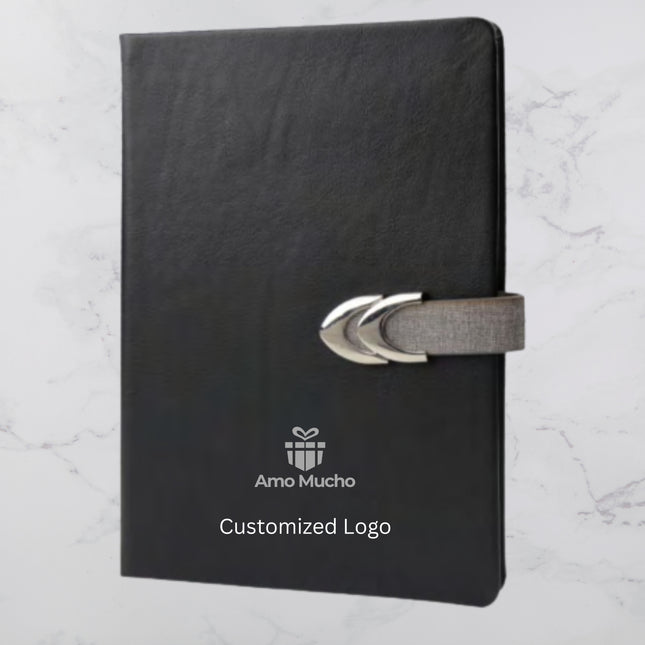 Black PU Cover Diary with Metal Strap Lock (MOQ - 25)