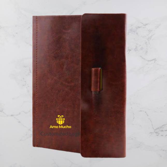 Brown Smooth PU Cover Diary with Flap Lock and Pen Slot (MOQ - 25)