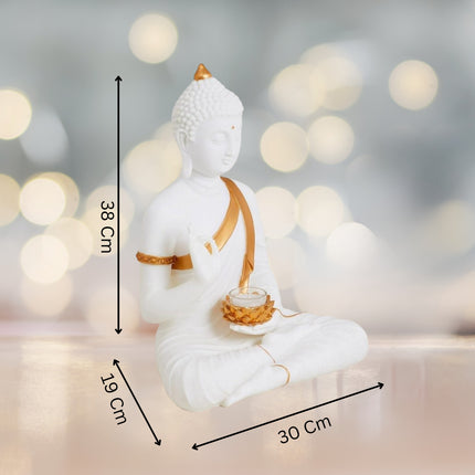 Premium White & Gold Buddha Idol