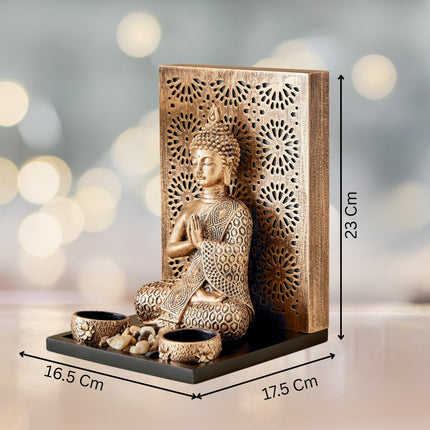 4 Pcs Buddha Figurine With T- Light Holders