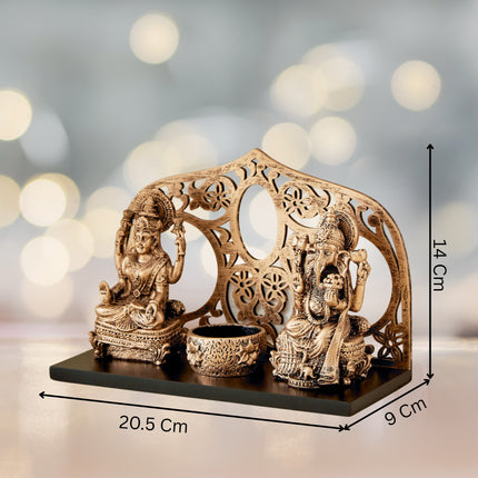 4 Pcs Lakshmi Ganesh Figurine With T- Light Holder