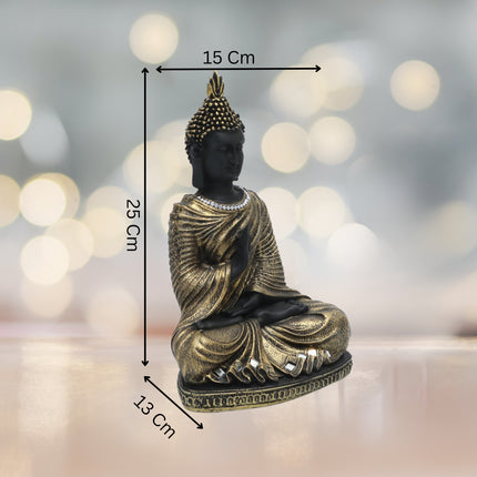 Black Golden Sitting Buddha Figurine