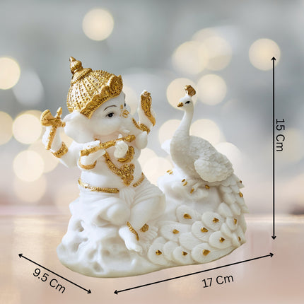 Ganesha With Peacock Figurine