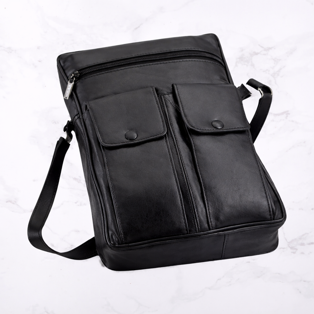 Black Large Sheep Leather Pouch