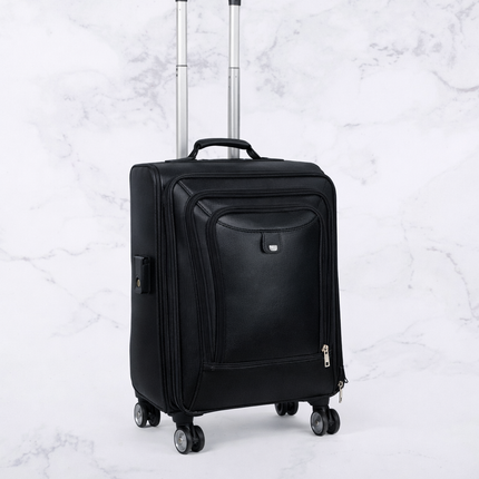 Three Zipper Pure Leather Trolley Bag