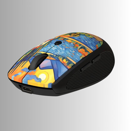 Portronics Toad III Plus Rechargeable Bluetooth Mouse with Bluetooth & 2.4 GHz Wireless Connectivity, Stylish Illustrated Design, 6 Buttons, Soft Silicone Grip for Laptop, PC, Mac (Black)