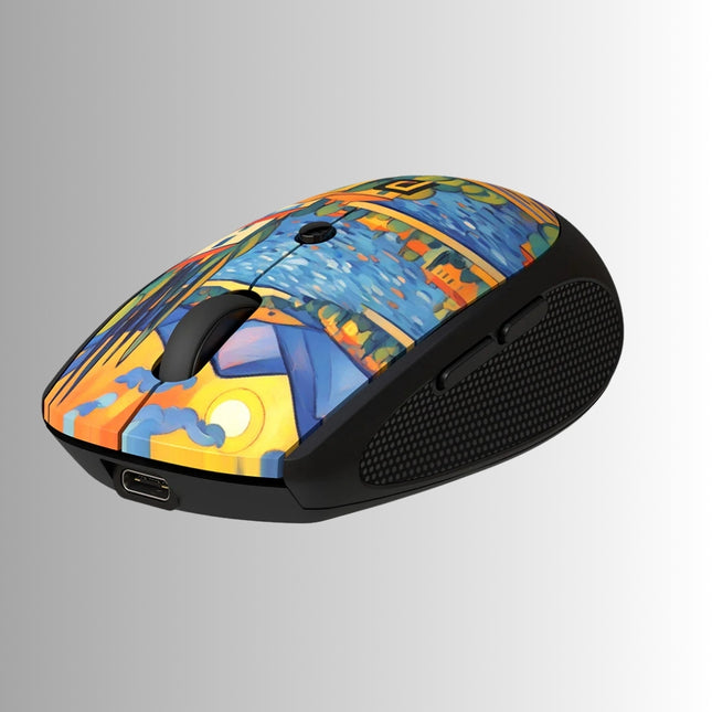 Portronics Toad III Plus Rechargeable Bluetooth Mouse with Bluetooth & 2.4 GHz Wireless Connectivity, Stylish Illustrated Design, 6 Buttons, Soft Silicone Grip for Laptop, PC, Mac (Black)