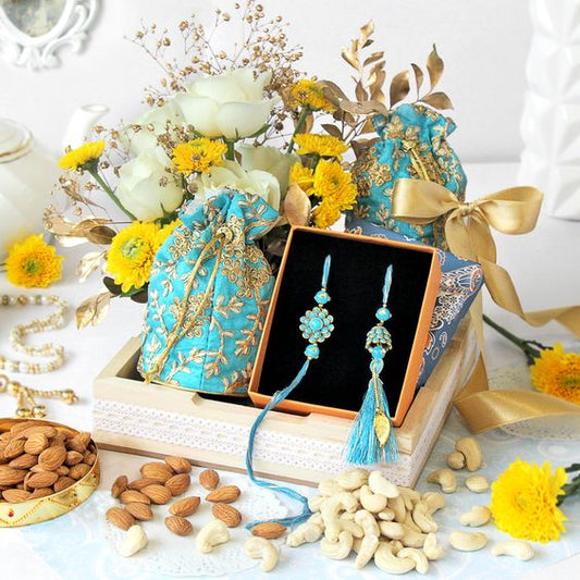 Premium floral rakhi hamper for bhai and bhabhi